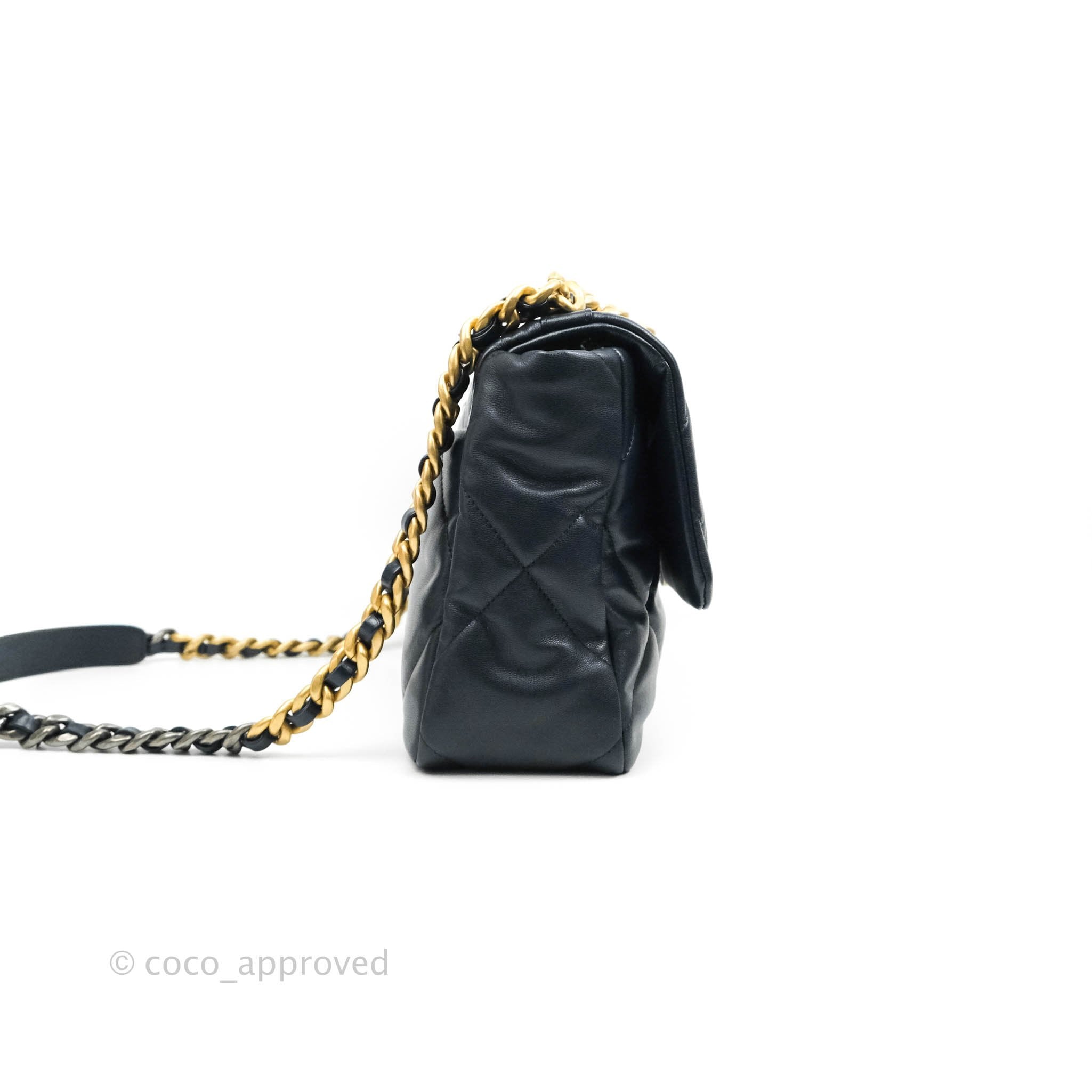 Chanel 19 Medium Flap Bag in Navy Goatskin Leather with Mixed Hardware - Perfect for Work, Travel & Evening Events