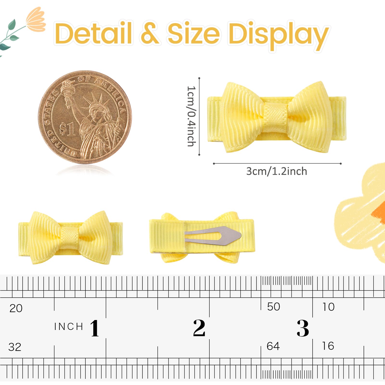 50PCS Baby Girls Snap Hair Clips - 1.2