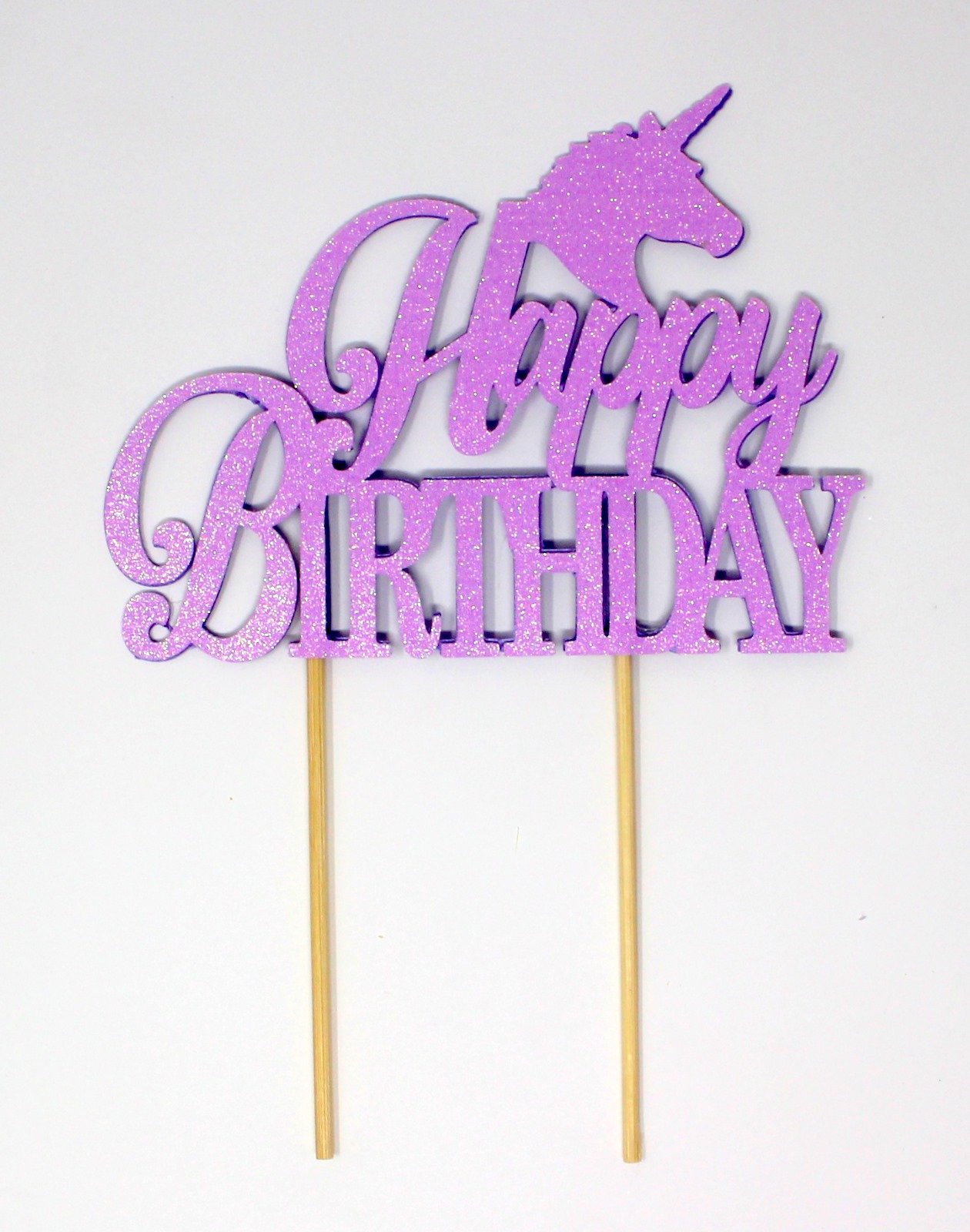 Unicorn Birthday Cake Topper - Glitter Pastel Purple Party Decor for Girls' Birthday Cakes, Baby Showers & Unicorn Themed Parties | 1pc Sparkling Cake Decoration