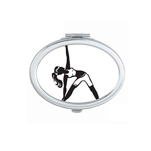 DIYthinker Portable Foldable Double-Sided Makeup Mirror with Yoga Girl Stretching Design - Perfect for Travel, Gym, Yoga & Home Vanity Stations