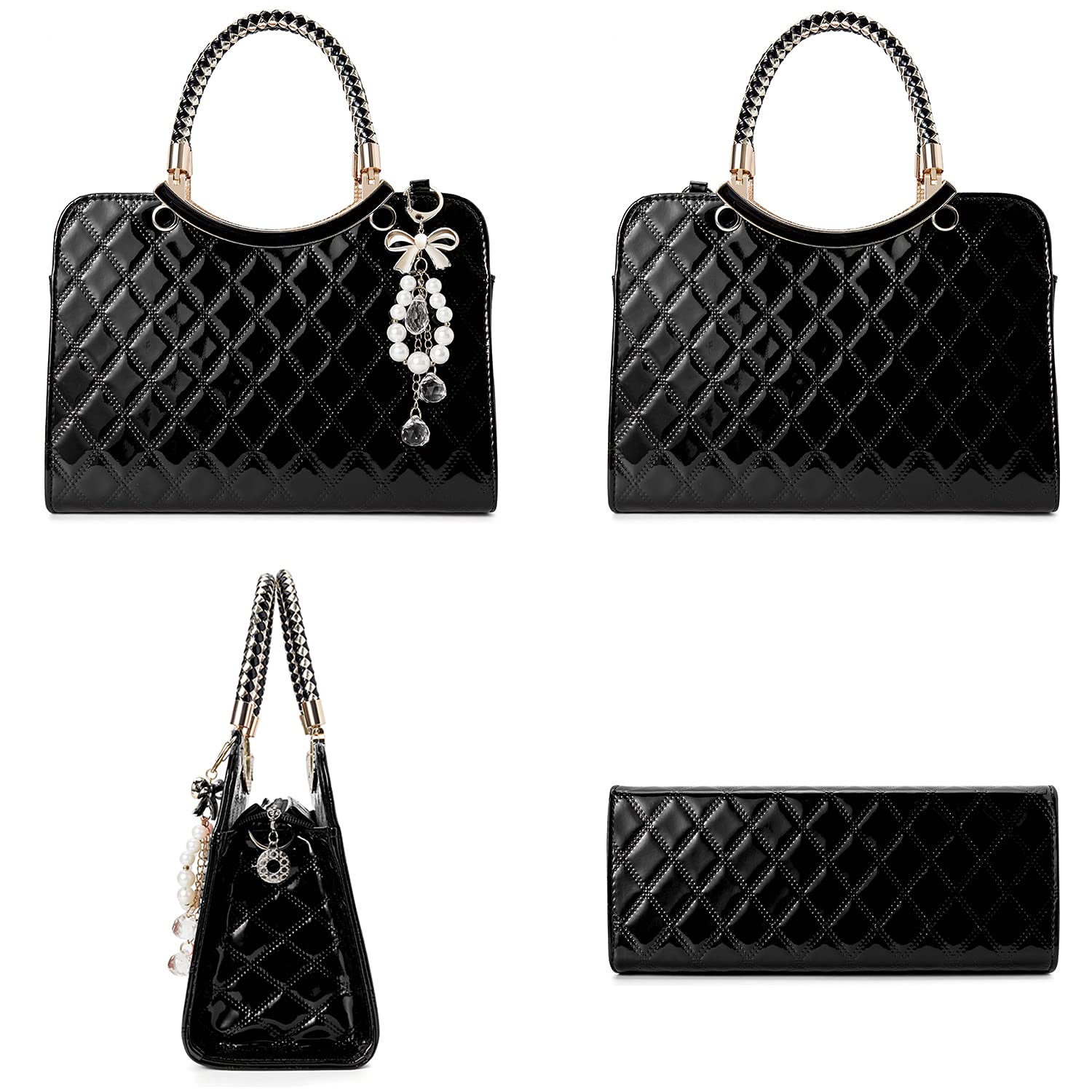 Shiny Patent Leather Women's Handbags - TIBES Fashion Top Handle Satchel Purse & Crossbody Shoulder Bag for Work, Party & Daily Use