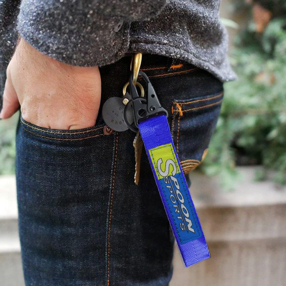 Q1-TECH Embroidered Keychain Tag - Durable Car Key Ring Shackle Compatible with Mugen Power Keychains | Perfect for Automotive, Motorcycle & House Keys Organization