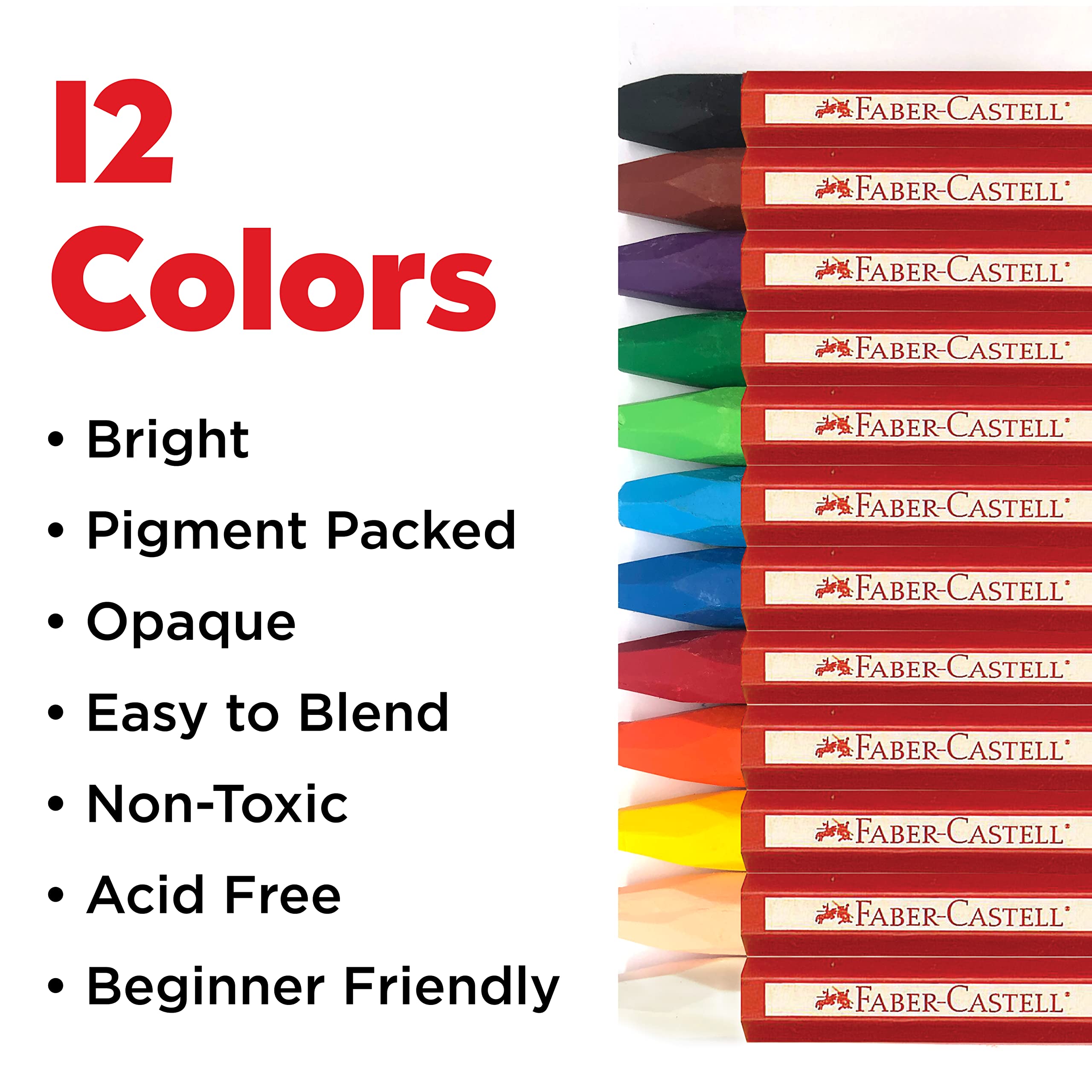 Faber-Castell Premium Oil Pastels Set - 288 Count (24 Each of 12 Vibrant Colors) - Non-Toxic Art Supplies for Kids, Students & Artists - Perfect for School Projects, Coloring Books & Creative Drawing