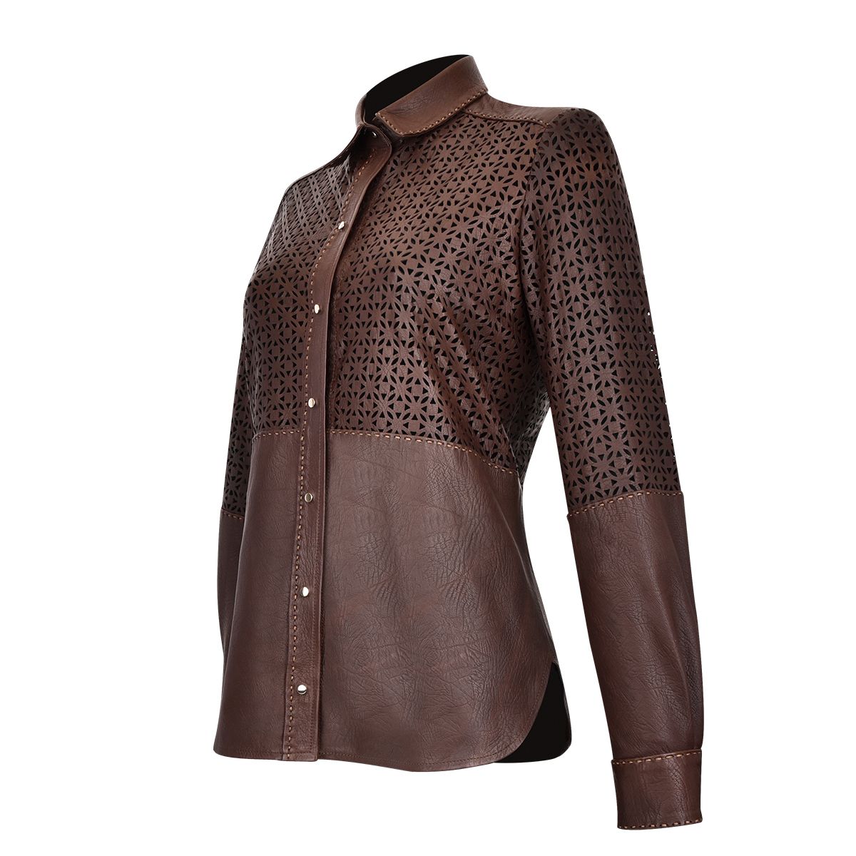 Women's Cuadra Brown Fashion Blouson Leather Shirt Jacket - Stylish Outerwear for Casual Wear, Office & Night Out