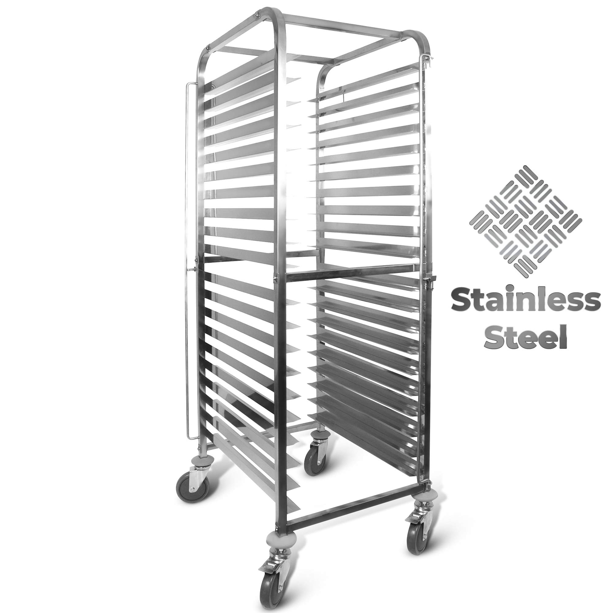 Stainless Steel Front Load Knock Down Bakery Rack - Heavy Duty Commercial Sheet Pan Holder (Fits 20 Full Size Trays) - Perfect for Restaurants, Bakeries & Commercial Kitchens
