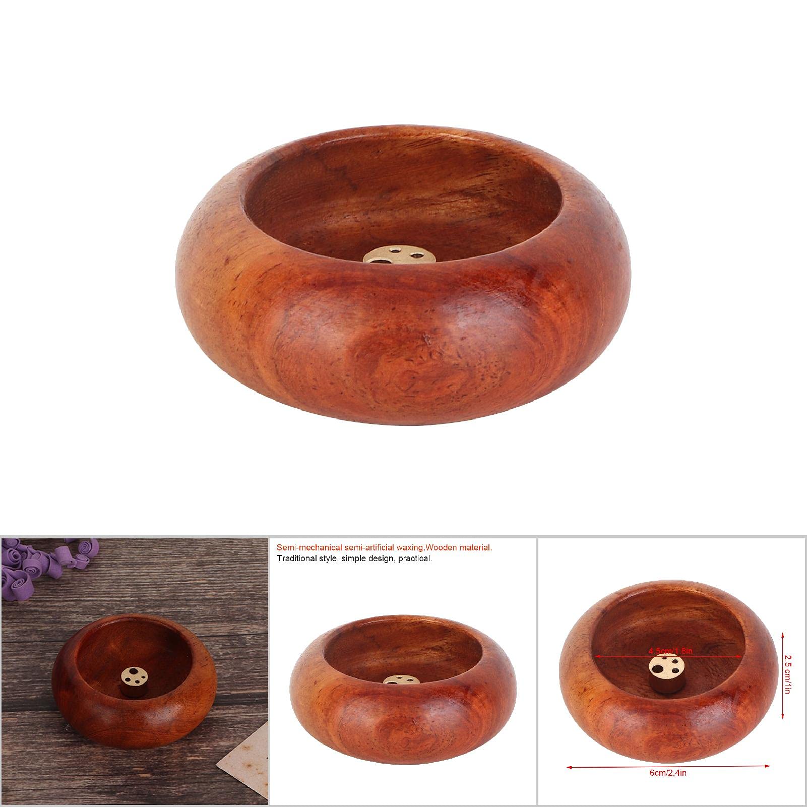 Premium Rosewood Incense Holder - Mini Round Bowl Design for Incense Sticks | Buddhist Supplies & Meditation Accessories | Perfect for Home Altar, Yoga Studio, and Spiritual Practices