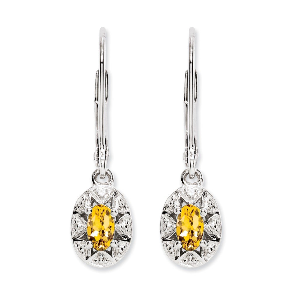 14K Sterling Silver Diamond & Citrine Earrings for Women – Elegant Dangle Drop Earrings for Parties, Weddings & Special Occasions