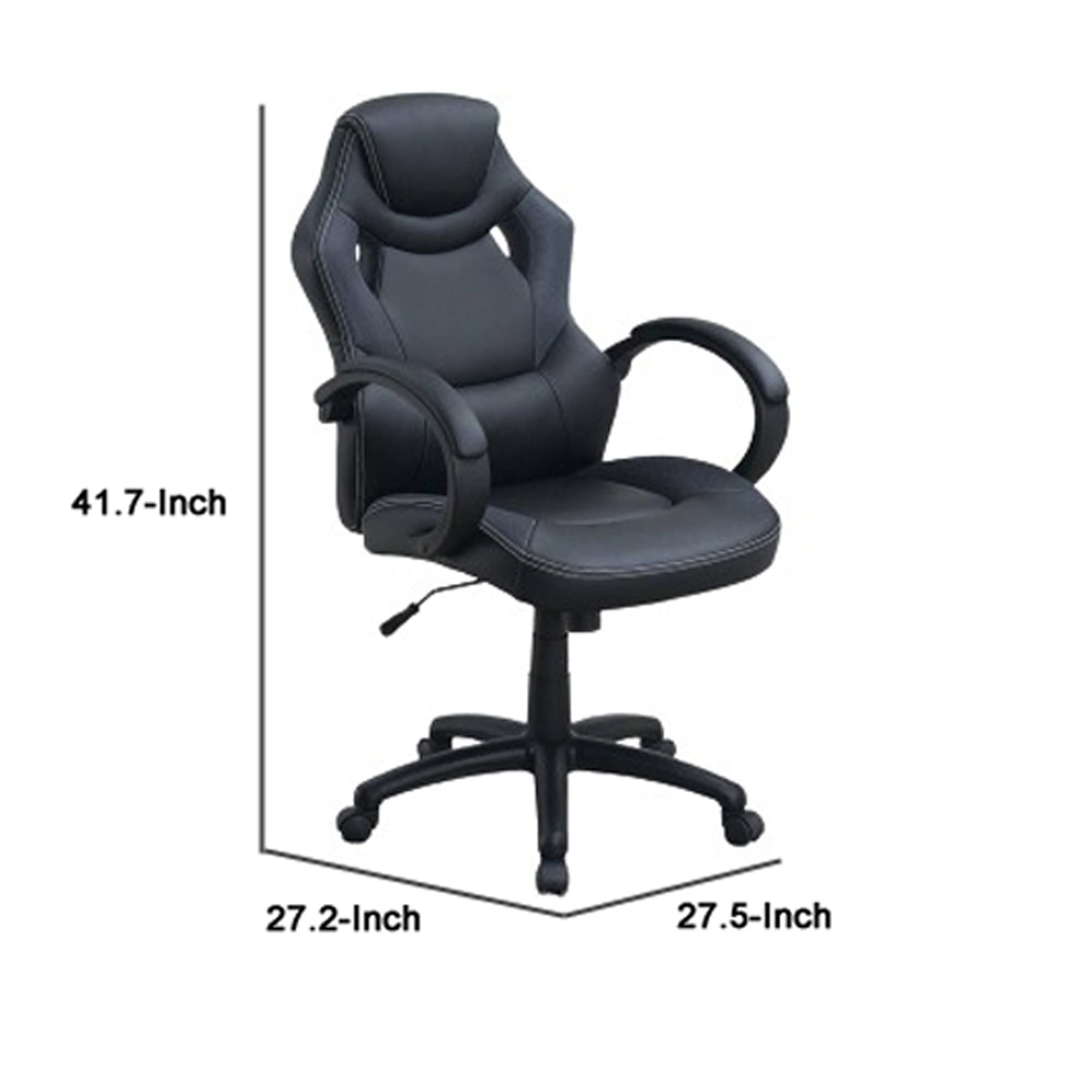 Benjara Ergonomic Office Chair with Curved Cut-Out Padded Back - Black - Comfortable Desk Chair for Home Office, Gaming & Workspace