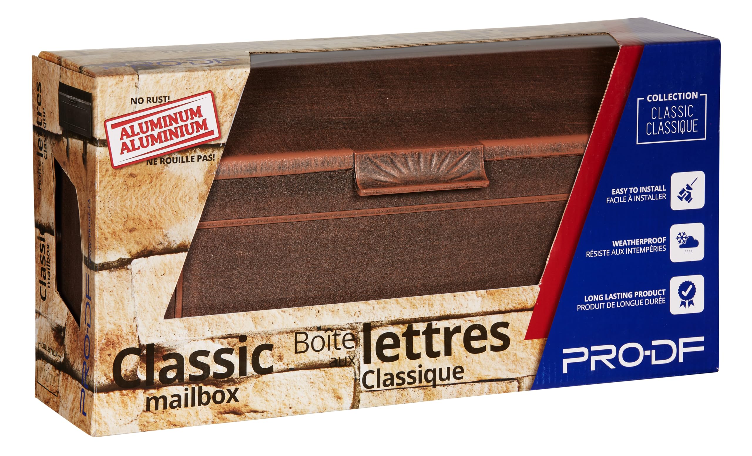 Heavy Duty Cast Aluminum Wall Mount Mailbox with Newspaper Hooks - Rustproof Coated Paint, 16” x 4.25” x 8.25” Horizontal Mailbox for House Porch - Easy to Install, Antique Copper Finish - Perfect for Home, Apartment, and Office Entryways