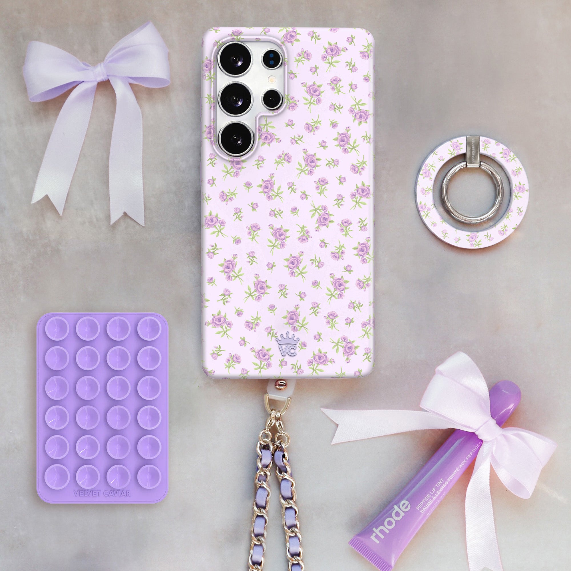 Elegant Lilac Floral Samsung Phone Case - Slim Protective Cover for Galaxy S21/S22/S23 - Perfect for Daily Use, Work & Travel