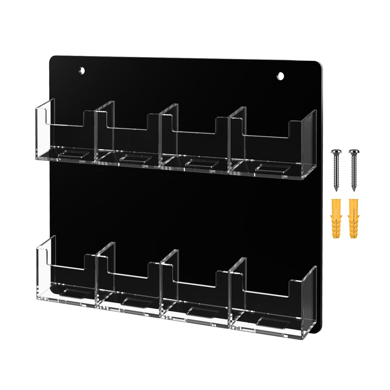 24 Pack Clear & Black Acrylic Business Card Holders - 8 Slot Wall Display for 2