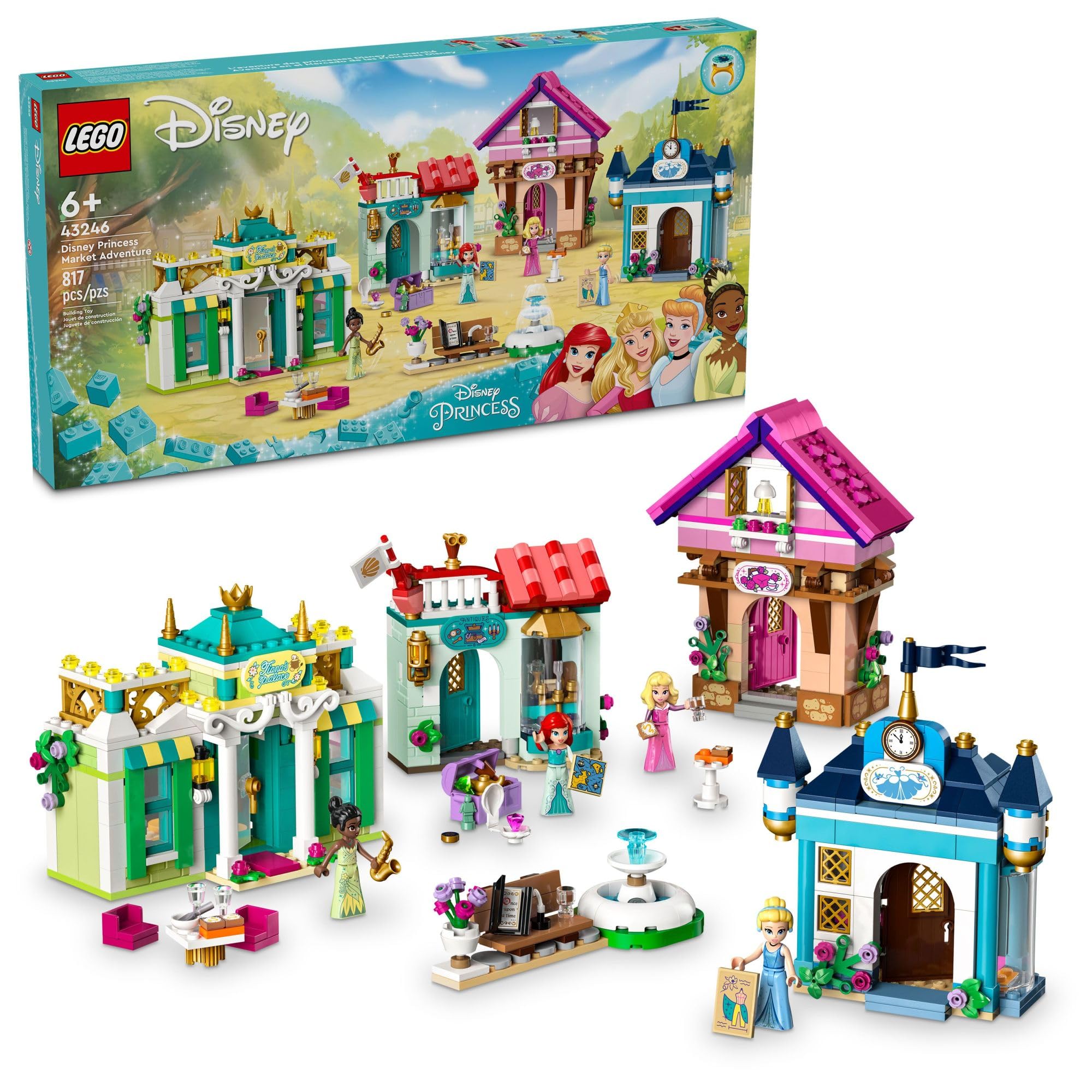 **LEGO Disney Princess Market Adventure Building Toy Set 43246 - Creative Pretend Play with Disney Toy Figures for Kids Ages 6+ - Perfect Gift for Birthdays, Holidays & Events - Great for Imaginative Play & Storytelling**