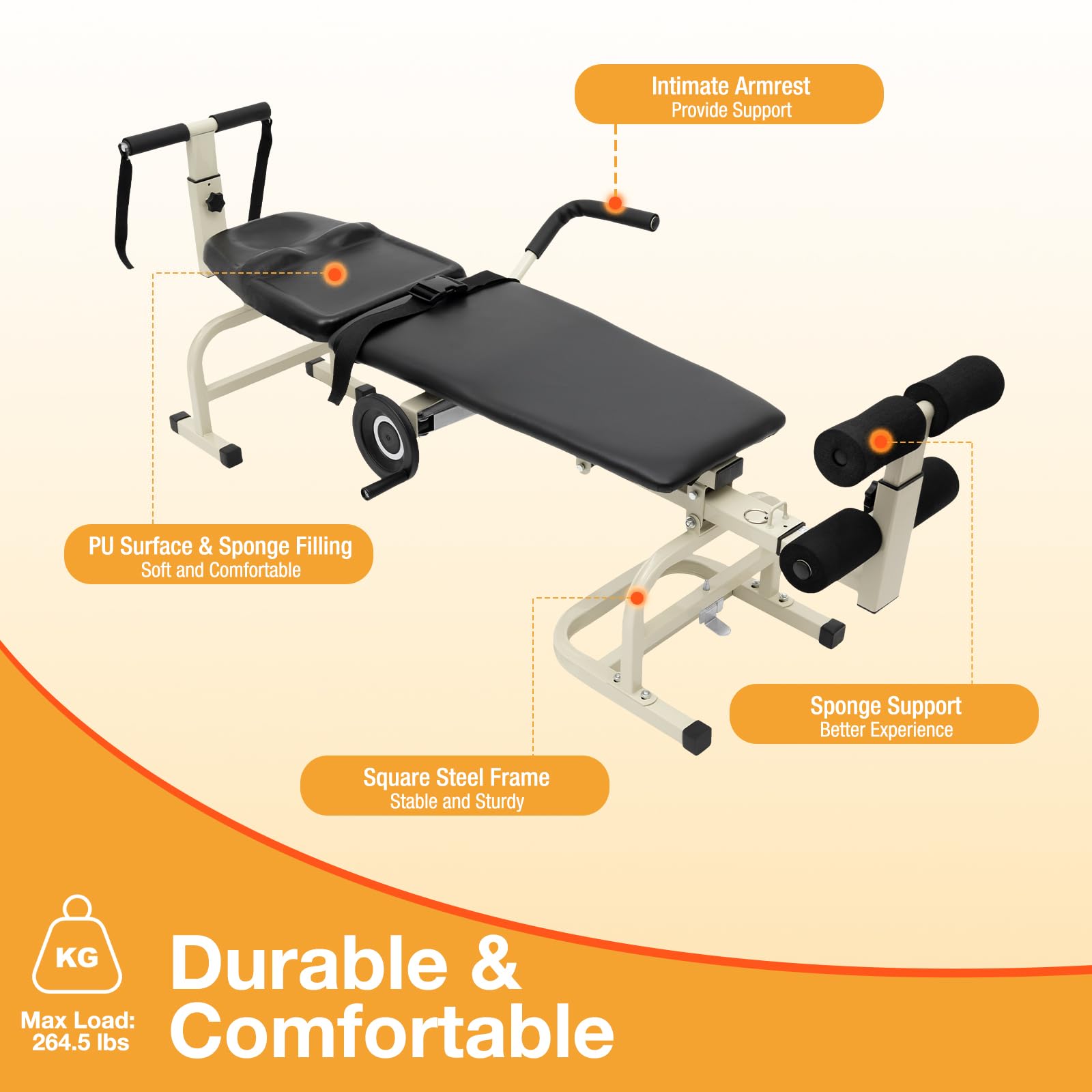 Best Inversion Table for Back Pain Relief - Heavy Duty Spinal Decompression Device with 264.5lbs Weight Capacity - Home Use Back Stretcher Machine for Herniated Disc & Sciatica (Perfect for Home Gym, Physical Therapy & Chronic Pain Management)