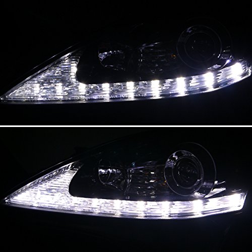 Glossy Black LED DRL with Signal Strip Projector Headlights - Compatible with Lexus IS250 2006-2013 - High Performance Replacement Headlights for Night Driving & Enhanced Visibility