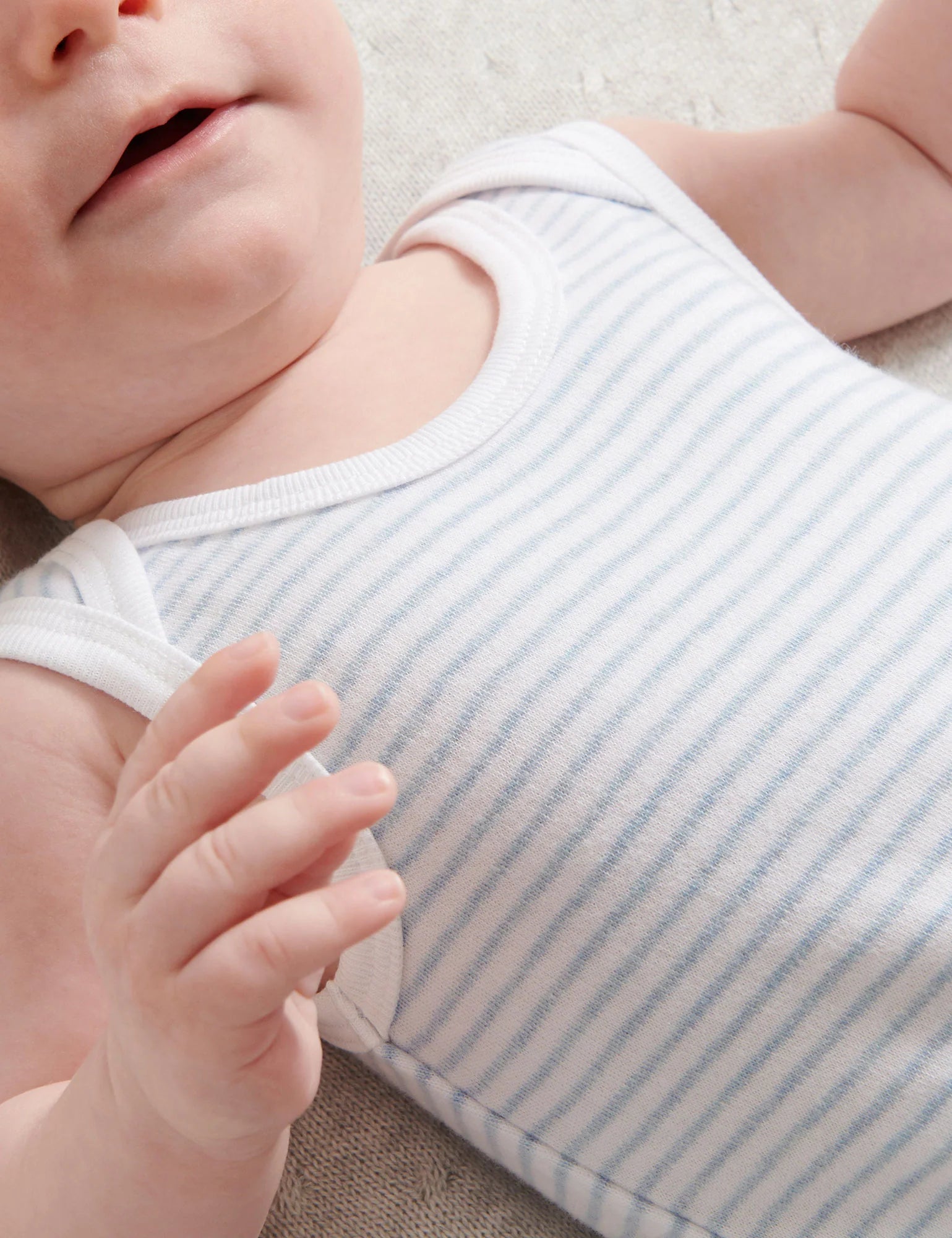 Purebaby Organic Cotton Baby Bodysuit 2-Pack - White & Pale Blue Striped Onesies for Newborns | Soft, Breathable Infant Rompers for Daycare & Playtime