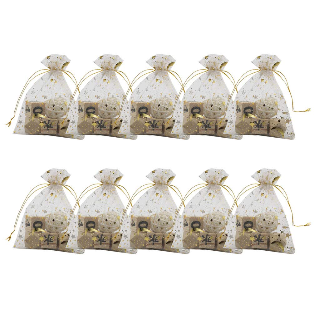 50pcs Muslin Gift Bags - Mesh Favor Bags, Organza Jewelry Bags for Weddings, Parties & Baby Showers - Tulle Gauze Gift Pouches for Candy, Jewelry & Small Gifts - Clear Purse Organizer & Mini Wallet Bag