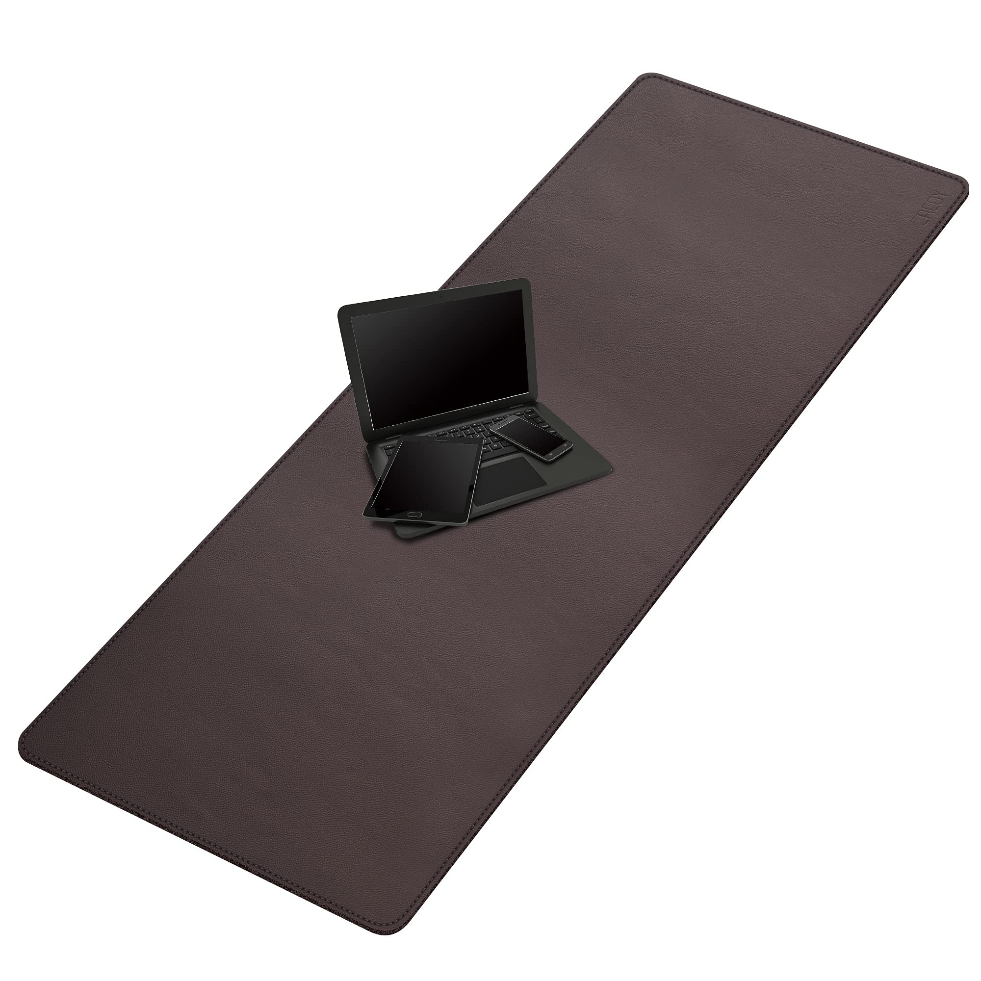 Premium Cacoy PU Leather Desk Blotter Pad - 63 x 23.6 Inches Large Dual-Sided Office Desk Mat, Waterproof Gaming Mouse Pad in Brown - Perfect for Home Office, Gaming Setup & Workspace Organization