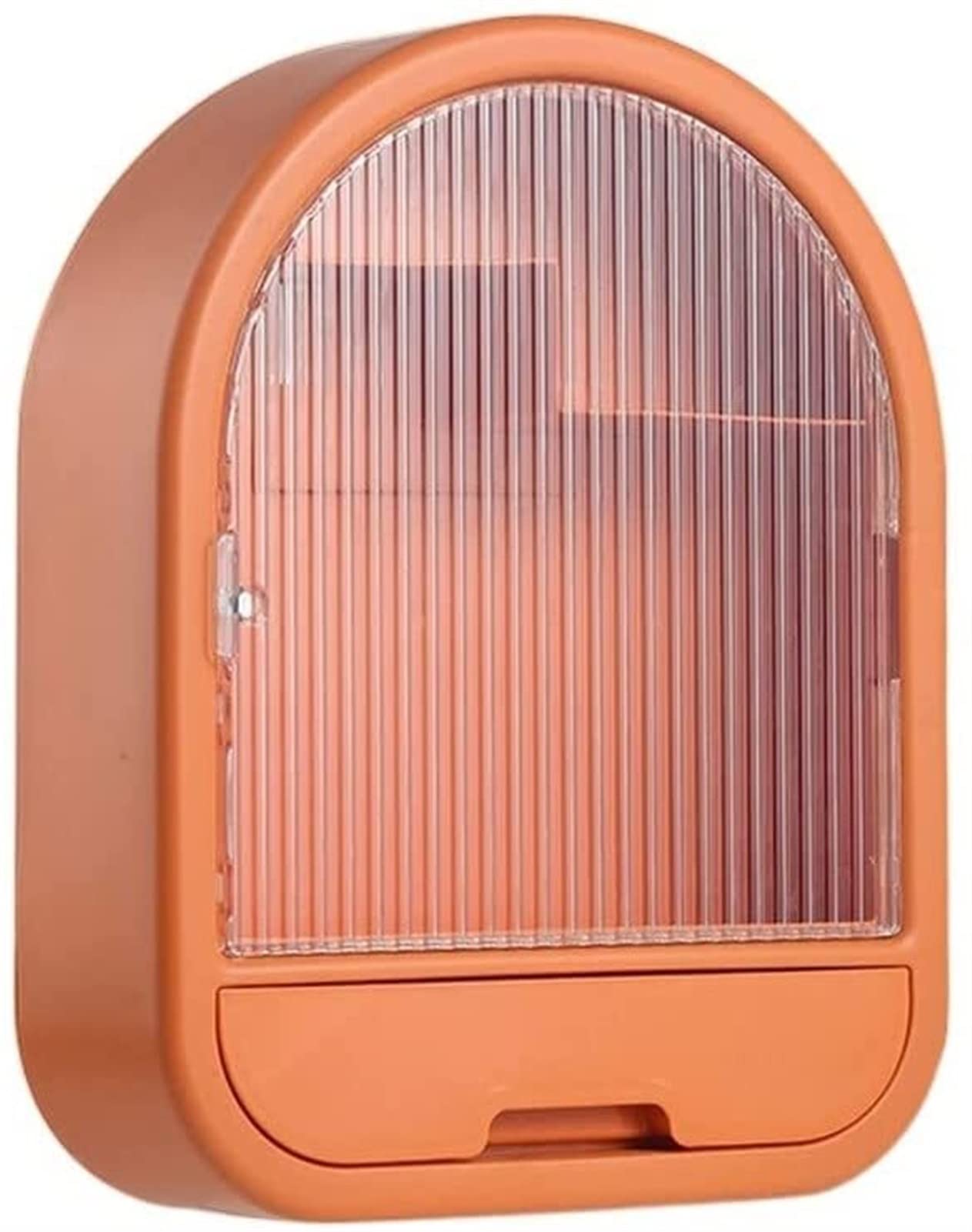 Wall-Mounted Makeup Organizer with No Punching Design - Cosmetic Storage Box for Skincare Products, Bathroom & Bedroom Organization (Orange) - Perfect for Vanity, Dresser, and Travel Essentials Storage