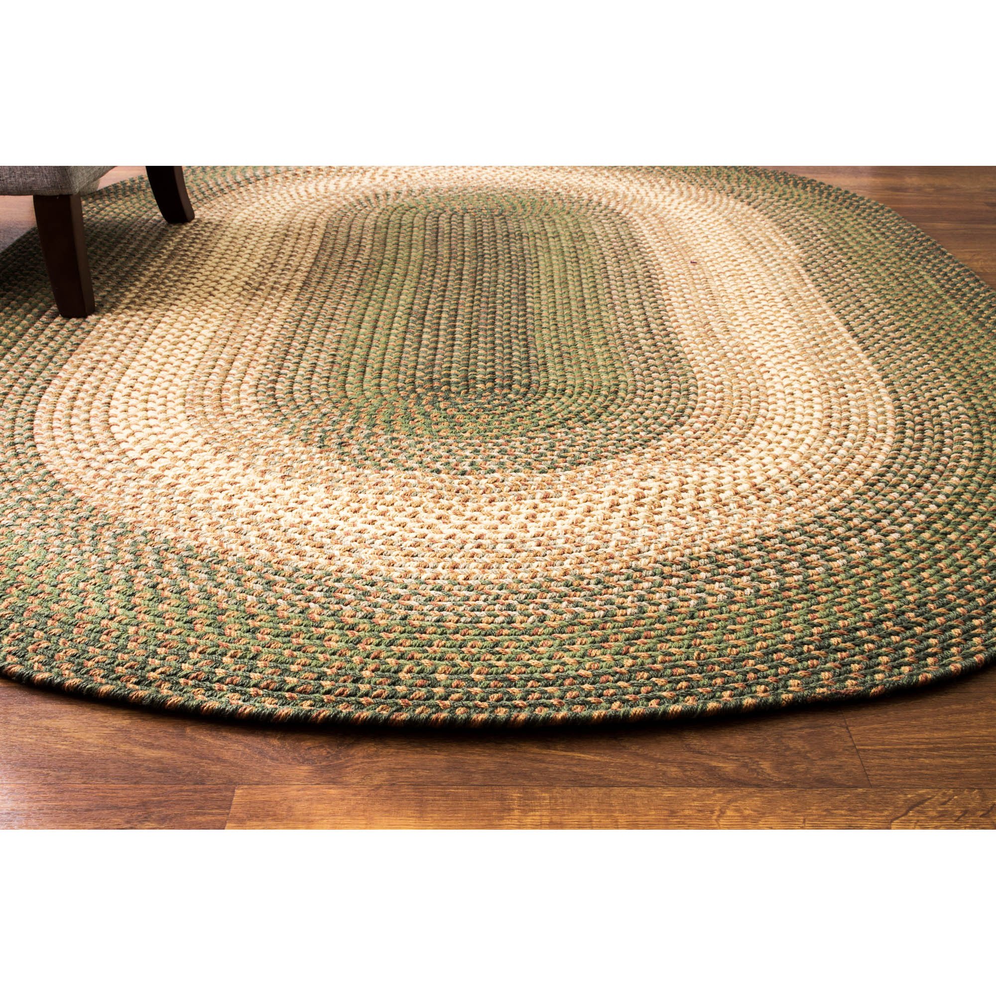 Super Soft 2' x 8' Oval Braided Area Rug - Herb Garden Design Primitive Decor for Indoor/Outdoor Use - Woven Runner Carpet Perfect for Hallways, Kitchens & Patios