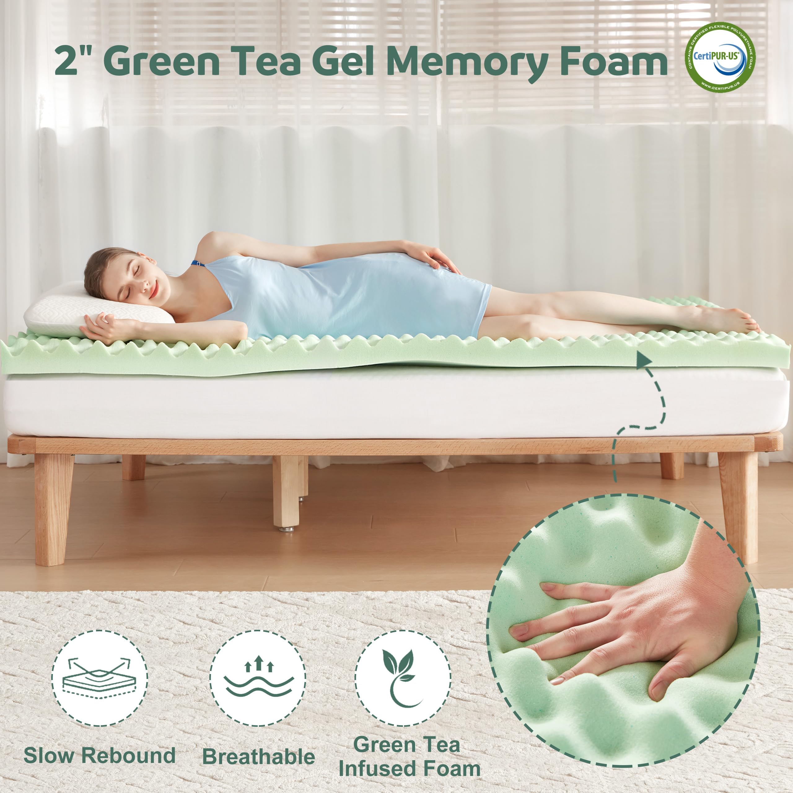 4 Inch Cooling Gel Memory Foam Mattress Topper King Size - Dual Layer (2