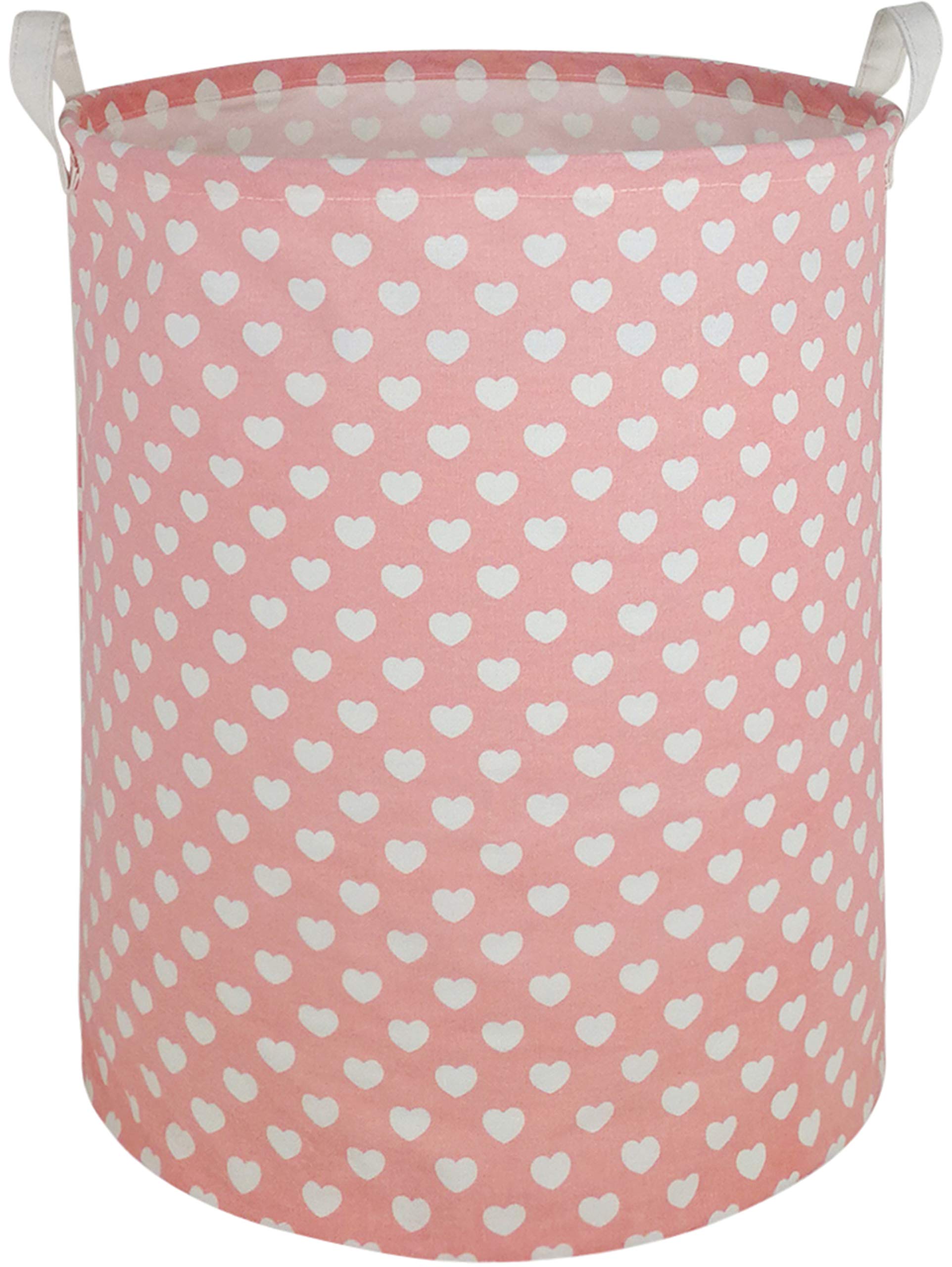Pink Collapsible Laundry Basket for Kids - Waterproof Nursery Hamper, Large Canvas Toy Storage Bin & Clothes Organizer for Girls Bedroom | Perfect for Nursery Decor, Playroom Organization & Baby Clothes Storage