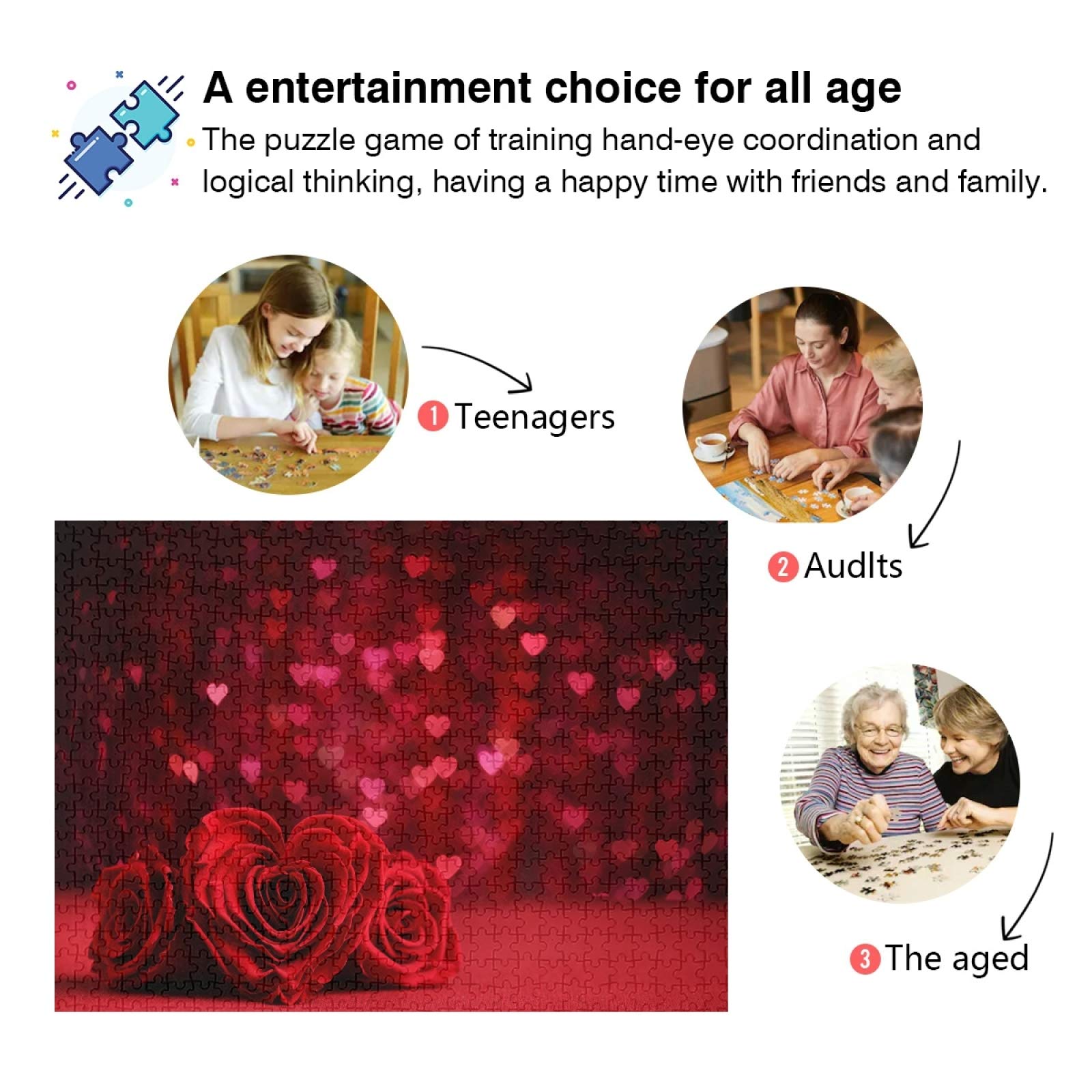 Heart Shaped Rose Bouquet 500-Piece Jigsaw Puzzle for Adults - Romantic Landscape Puzzle Set, Fun Family Game & Home Decor (Upgraded Version) | Perfect for Valentine's Day Gifts, Anniversary Presents & Relaxing Puzzle Nights