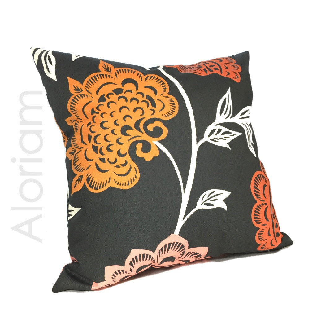 Thomas Paul Seedlings Garden Court Floral Pillow Cover - 18x18 Inch Decorative Throw Pillow Case for Living Room, Bedroom, Sofa & Outdoor Furniture - Machine Washable Cotton Linen Blend Home Decor