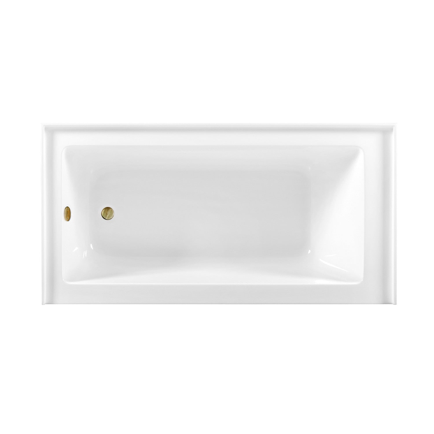 Aqua Eden 66 Inch Acrylic Rectangular 3-Wall Alcove Bathtub Combo with Waste & Overflow Drain - Glossy White/Antique Brass (Left Hand Drain) - Perfect for Modern Bathroom Renovations and Spa-Like Retreats