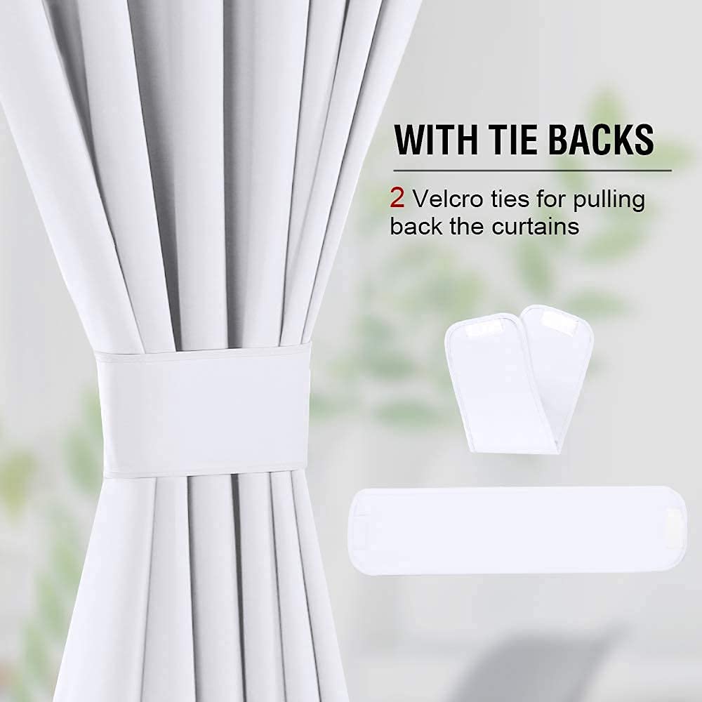 Blackout Curtains 52x63 Inch - Double Pinch Pleated Room Darkening Drapes, 100% Polyester Thermal Insulated Window Treatments with Bonus Tiebacks (Blush, 2 Panels) for Bedroom, Living Room & Home Theater