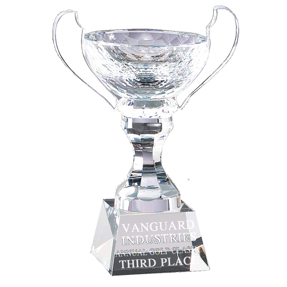 Engravable Crystal Trophy Cup - Custom Awards for Employees, Leaders, Sports - 9 Inch for Office & School Ceremonies