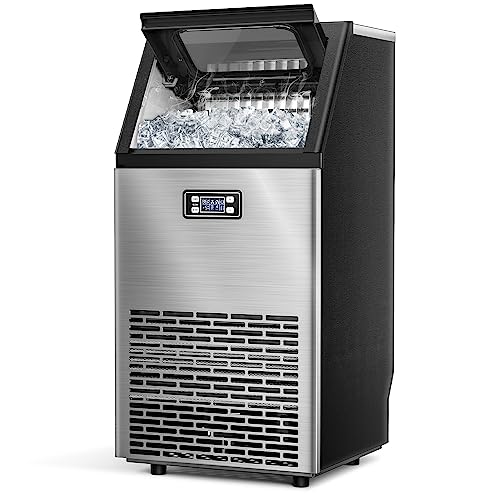 **Commercial Ice Maker Machine - Joy Pebble Ice Maker 100lbs/Day, Auto Water Inlet, 45 Cubes/Sheet, 7 Ice Thickness Settings, 24H Timer - Perfect for Bars, Restaurants, Home & Office Use**