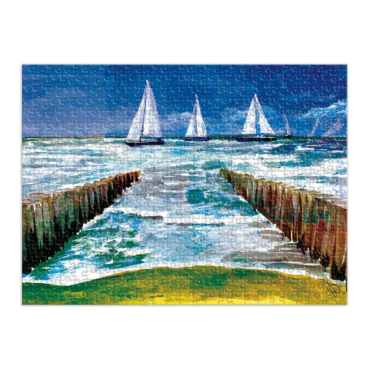 750 Piece Sailboat Jigsaw Puzzle for Adults - Sailway Sailboats on The Sea Art Puzzle | Challenging Brain Game for Relaxation & Home Decor