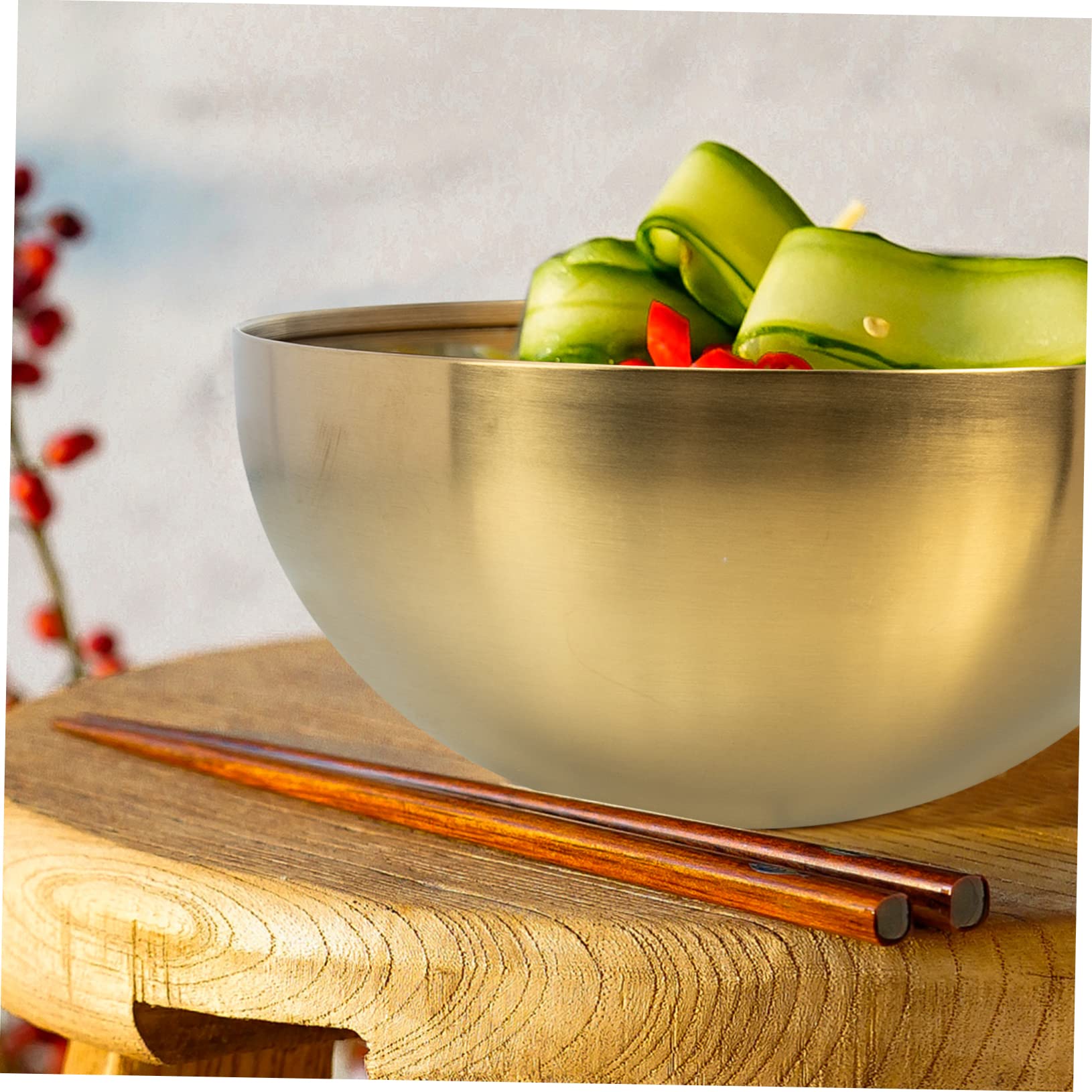Stainless Steel Pasta Bowls - 6 Inch Large Capacity Rice, Soup, Cereal & Salad Bowls - Korean Ramen & Noodle Bowls - Gold Kitchen Food Containers - Perfect for Home Dining, Restaurants & Meal Prep
