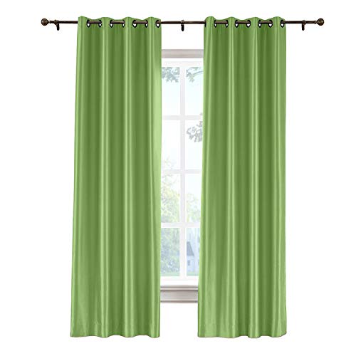 Cololeaf Blackout Curtains - Faux Dupioni Silk Thermal Insulated Room Darkening Window Drapes with Grommet Top, 150
