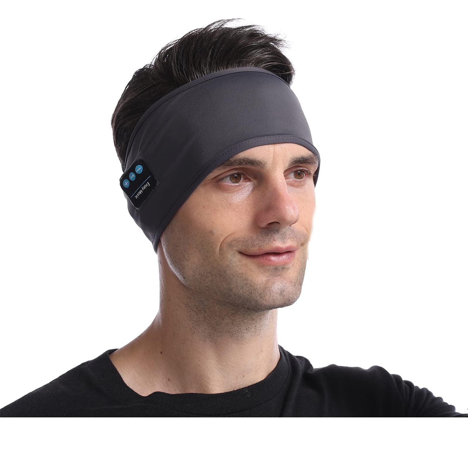 Daifferchoi Wireless Bluetooth Sports Headband with Built-in Headphones - Soft Breathable Headband for Running, Workout, Yoga, Jogging, Meditation & Travel - Long Battery Life (Grey) - Perfect for Gym, Sleep & Outdoor Activities