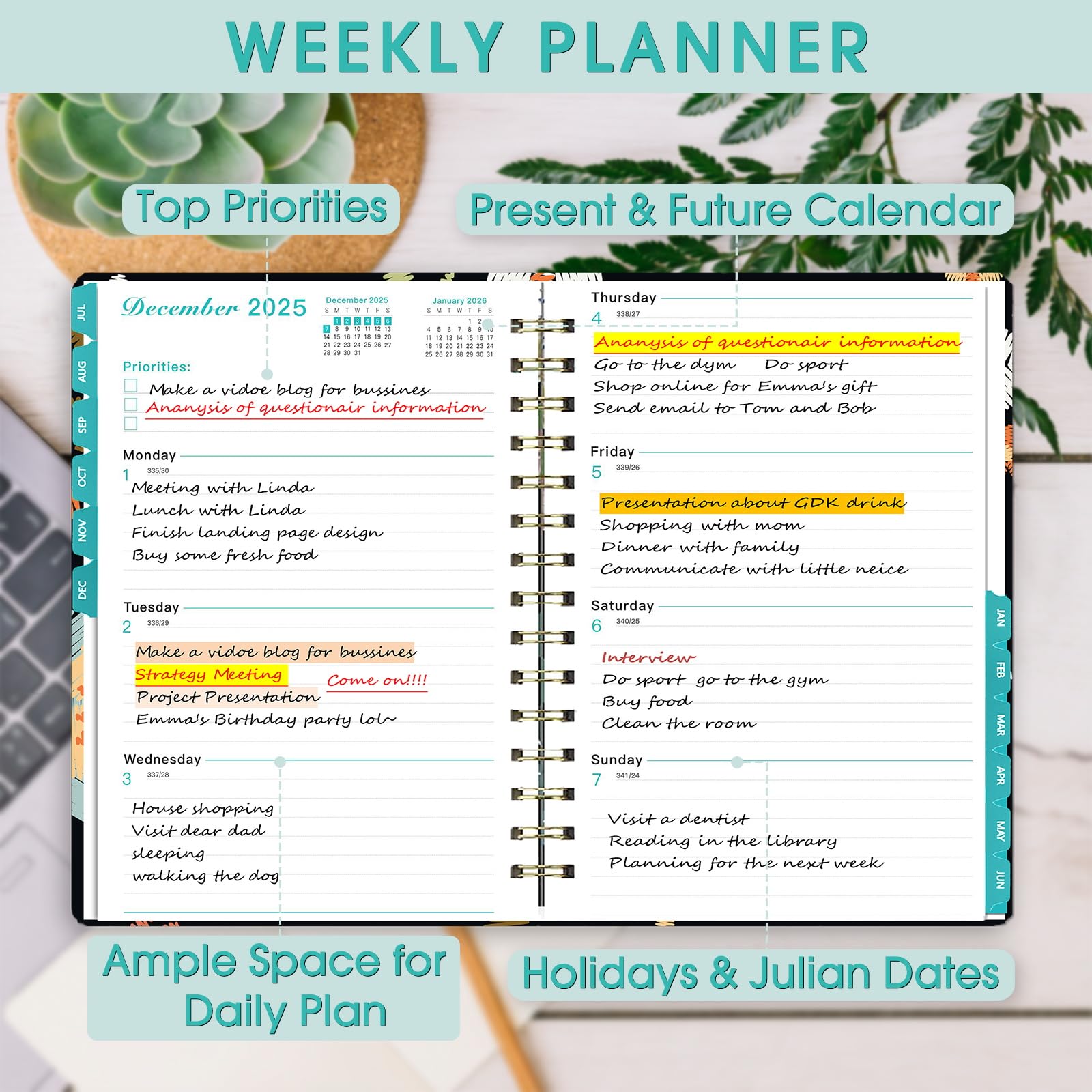 Ymumuda 2025-2026 Academic Planner - 12 Month Weekly & Monthly Organizer from July 2025 to June 2026, 8.4