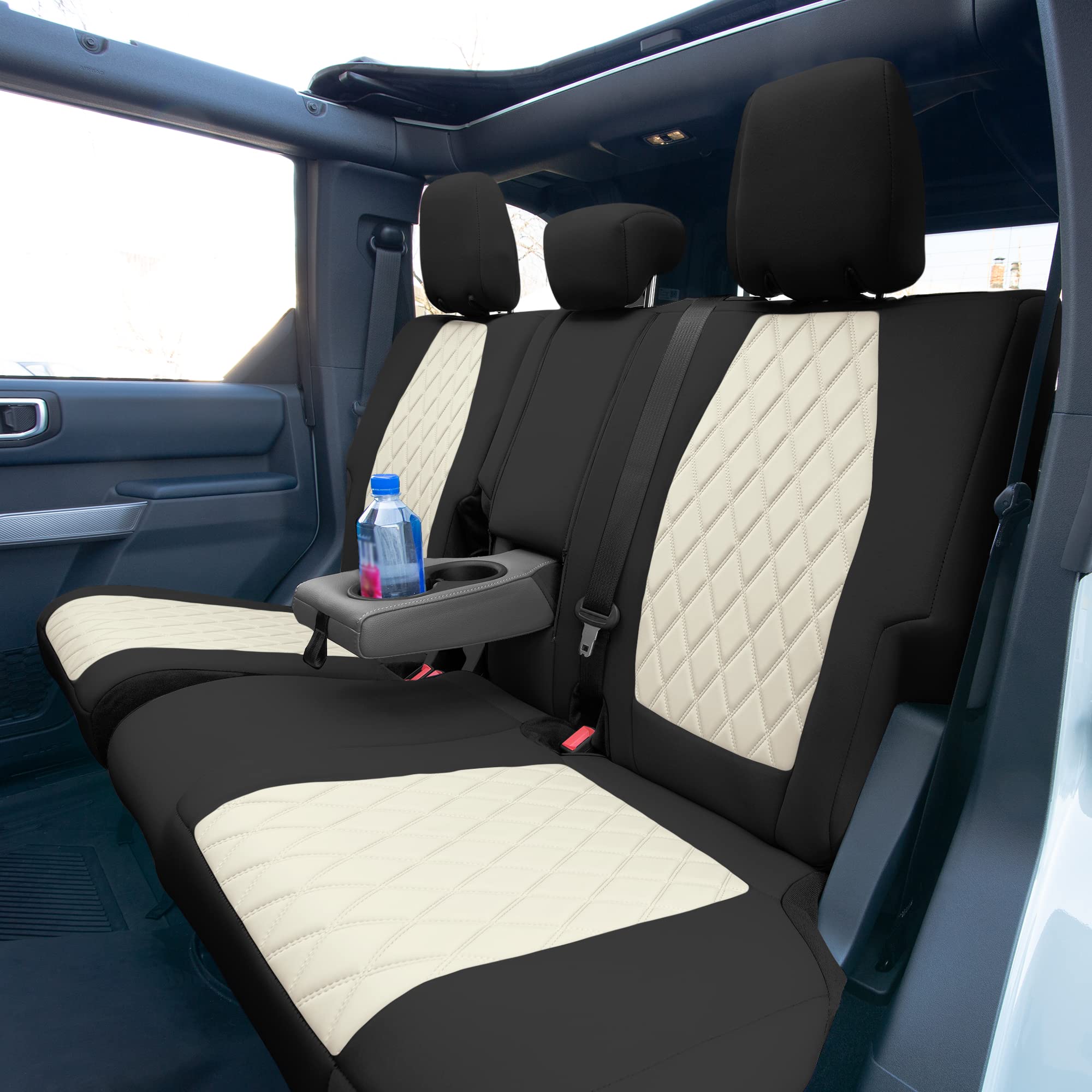 Custom Fit Neoprene Seat Covers for Ford Bronco (2021-2022) - Water Resistant Neosupreme Full Set in Beige | Perfect for Off-Road Adventures & Daily Commutes
