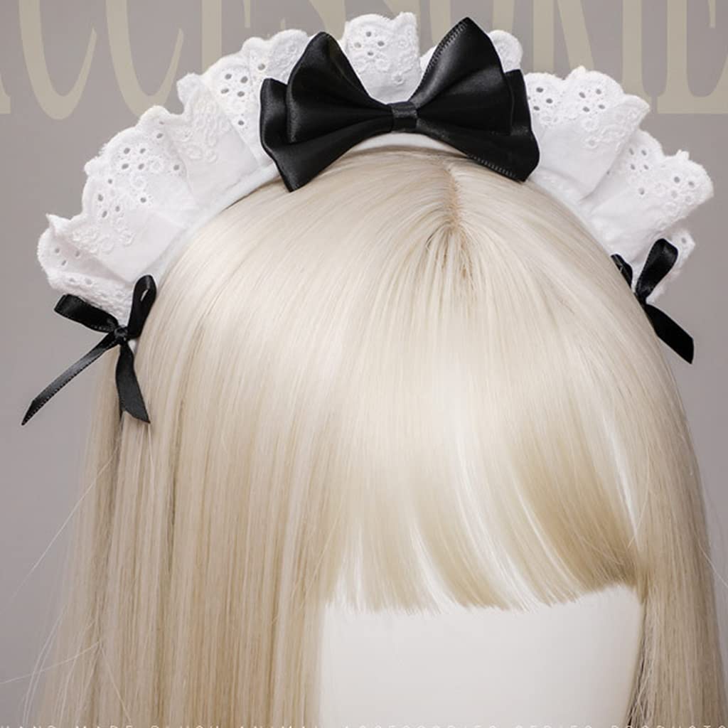 Lolita Headband for Women - Elegant Lace Bow Hair Band for Black Women & Girls, Anime Cosplay, Maid Costume Accessories, Cute Hair Ribbon for Parties & Fashion - Perfect for Cosplay, Halloween, Themed Events & Daily Wear