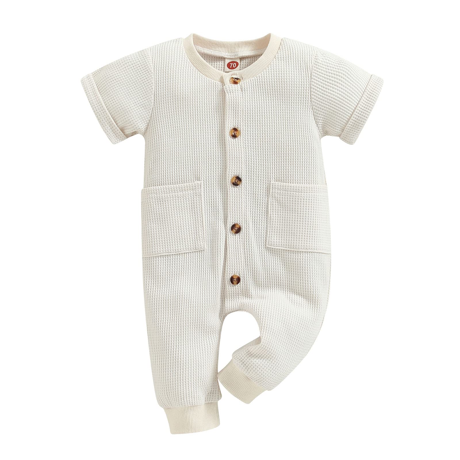 Ynibbim Winter Newborn Baby Romper - Unisex Hooded Jumpsuit with Waffle Cotton & Button Closure | Perfect for Infant Boys & Girls | Ideal for Winter Outings, Family Photos & Cozy Home Wear