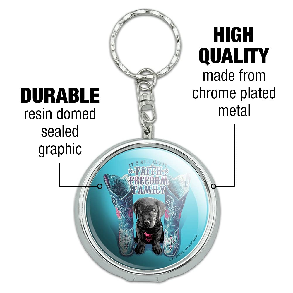GRAPHICS & MORE Faith Freedom Family Boots Dog Portable Travel Size Pocket Purse Ashtray Keychain with Cigarette Holder - Perfect for Outdoor Adventures, Camping & Road Trips