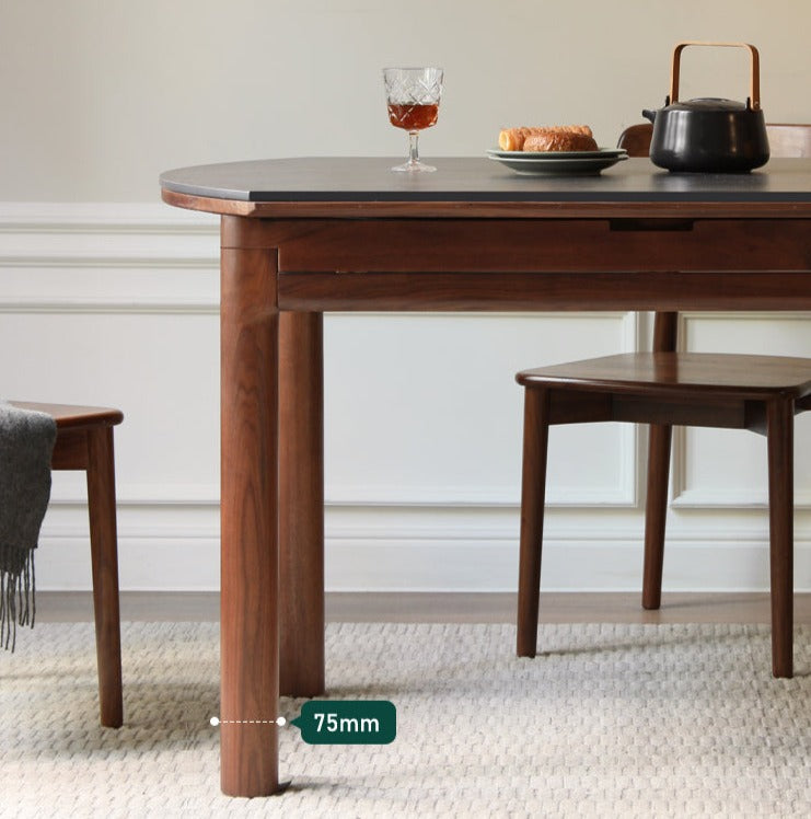 Premium Black Walnut Solid Wood Folding Round Dining Table - Handcrafted Natural Wood Table for Kitchen, Dining Room, Small Space & Outdoor Entertaining
