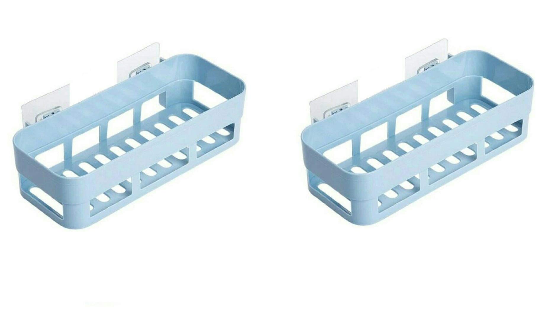 KINZILLA 2-in-1 Kitchen Sink Soap Holder and Sponge Rack - Plastic Bathroom Soap Dispenser Organizer for Sink Countertop - Multicolor (2-Pack) - Perfect for Kitchen, Bathroom, and Laundry Room Organization