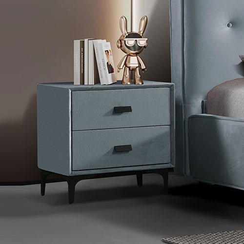 Estella Fabric Upholstered Bedside Table with 2 Drawers - Modern Nightstand for Bedroom, Living Room & Nursery - Soft Storage Organizer for Books, Lamps & Bedroom Essentials