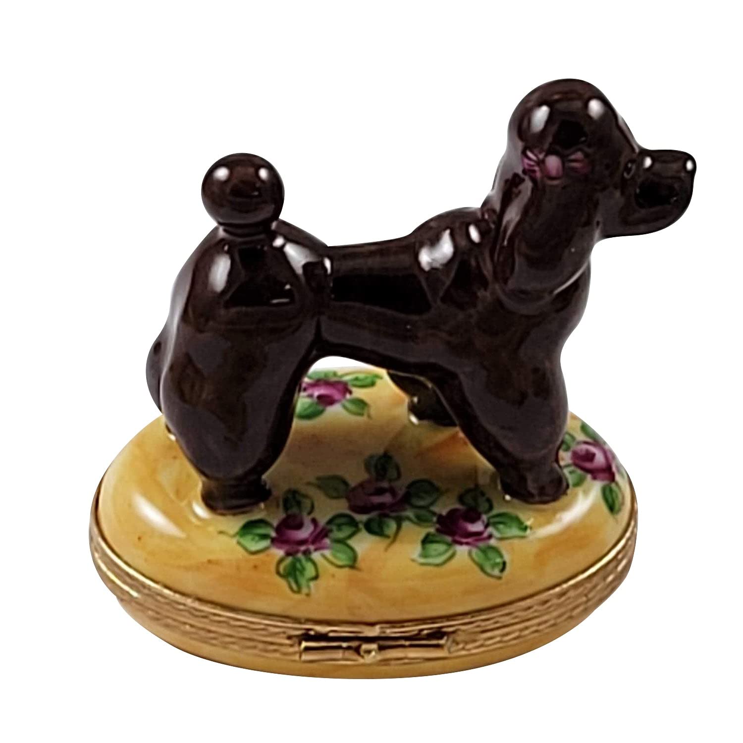 Exquisite Limoges Porcelain Chocolate Poodle Trinket Box - Hand-Painted Collectible Gift for Dog Lovers | Perfect for Jewelry Storage, Home Decor & Special Occasions