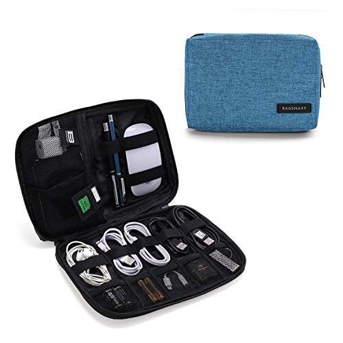 BAGSMART Electronics Organizer Travel Case - Compact Cord Storage Bag for Phone, Charger, SD Card & Travel Essentials - Portable Tech Organizer for Men & Women - Perfect for Business Trips, Vacations & Daily Commute (Blue)