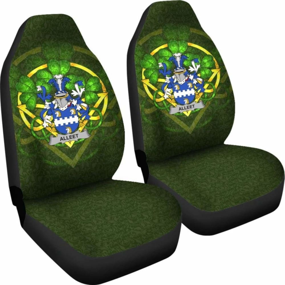 Alleet Ireland Car Seat Cover Set of 2 - Celtic Shamrock Design for Cars, SUVs & Trucks - Waterproof & Durable Seat Protectors for Pets, Kids & Daily Use