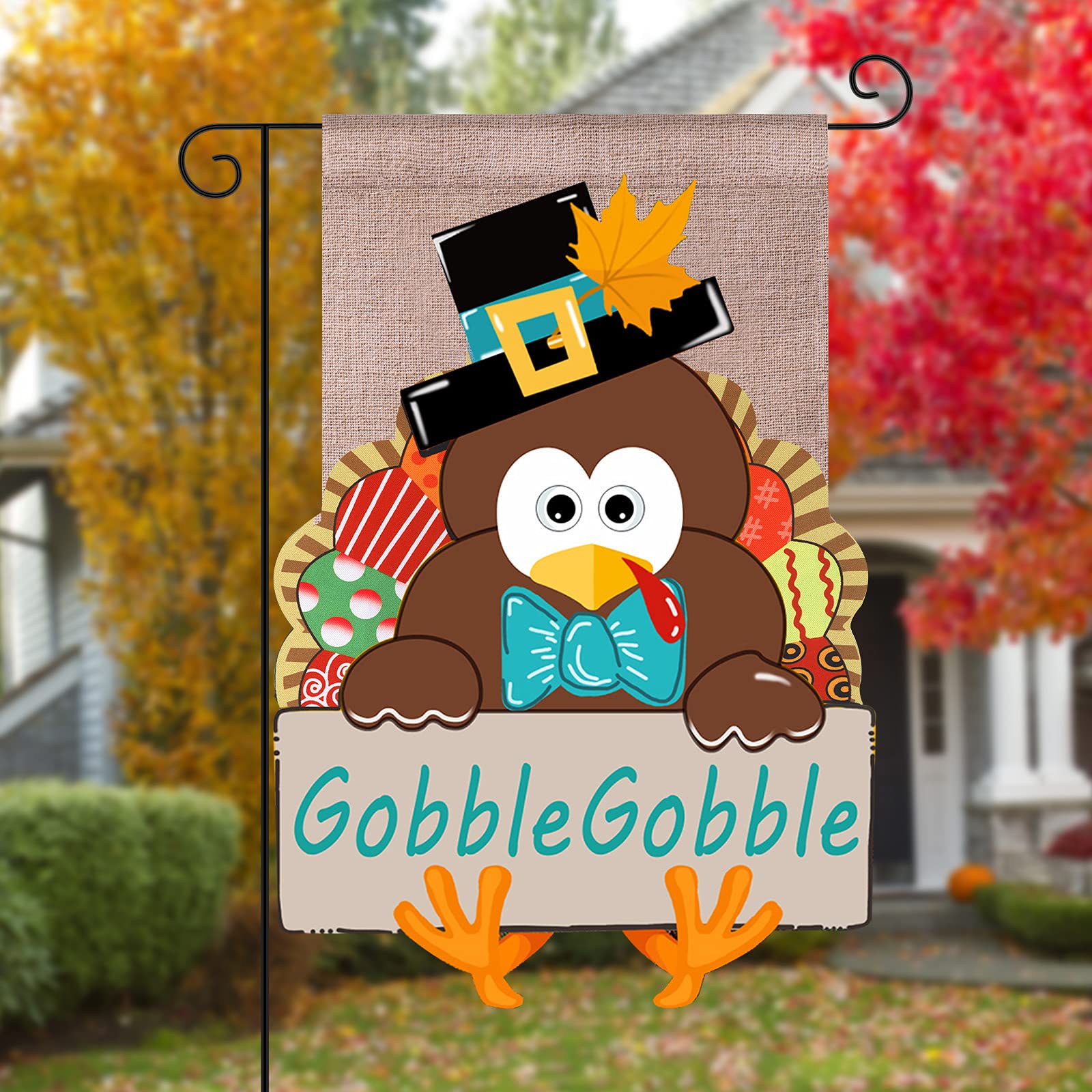 Happy Thanksgiving Garden Flag - Double Sided 12.5x18 Inch Turkey Yard Decor for Fall Harvest Season | Outdoor Autumn Decoration for Porch, Lawn & Home Decor