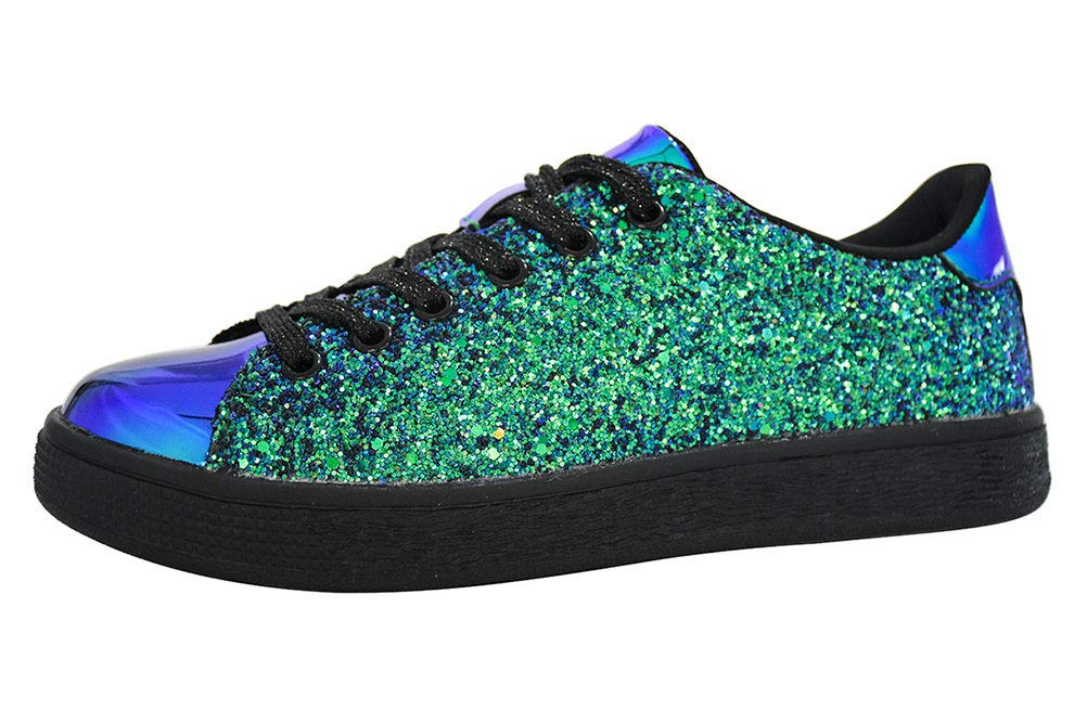 LUCKY STEP Women's Glitter Sneakers - Sparkly Lace-Up Fashion Shoes for Casual Wear, Parties & Everyday Outfits