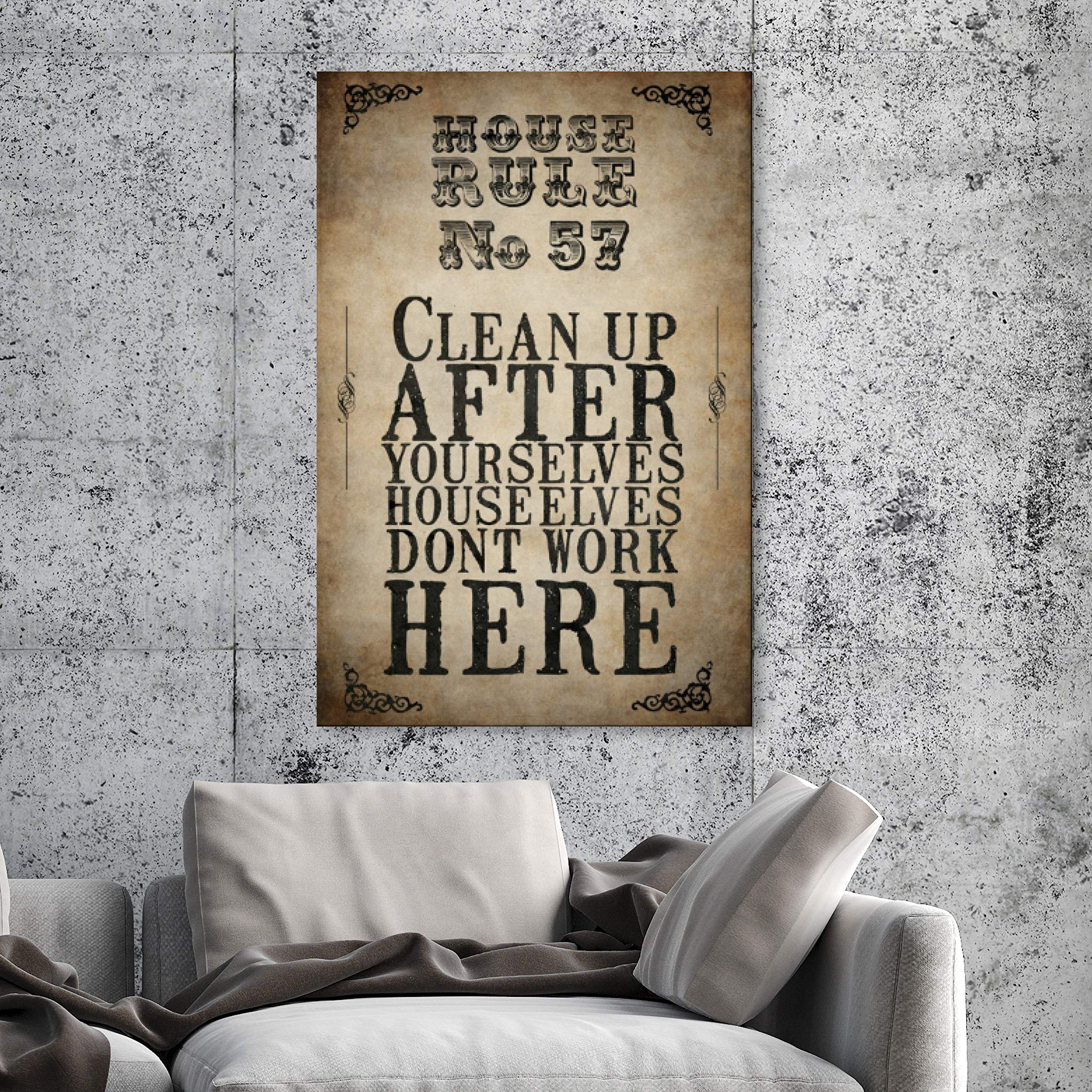 Oliver Gal Artist Co. 'House Rule 57' Typography Wall Art Canvas Print - 24x36 Inches Brown & Black Home Decor - Perfect for Living Room, Bedroom or Office Inspiration