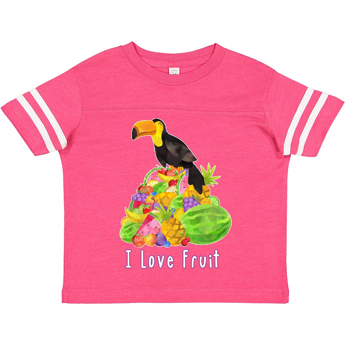 Inktastic I Love Fruit Toucan Toddler T-Shirt - Cute Tropical Bird Graphic Tee for Boys & Girls - Soft Cotton Kids Shirt for Playdates, School & Summer Outfits